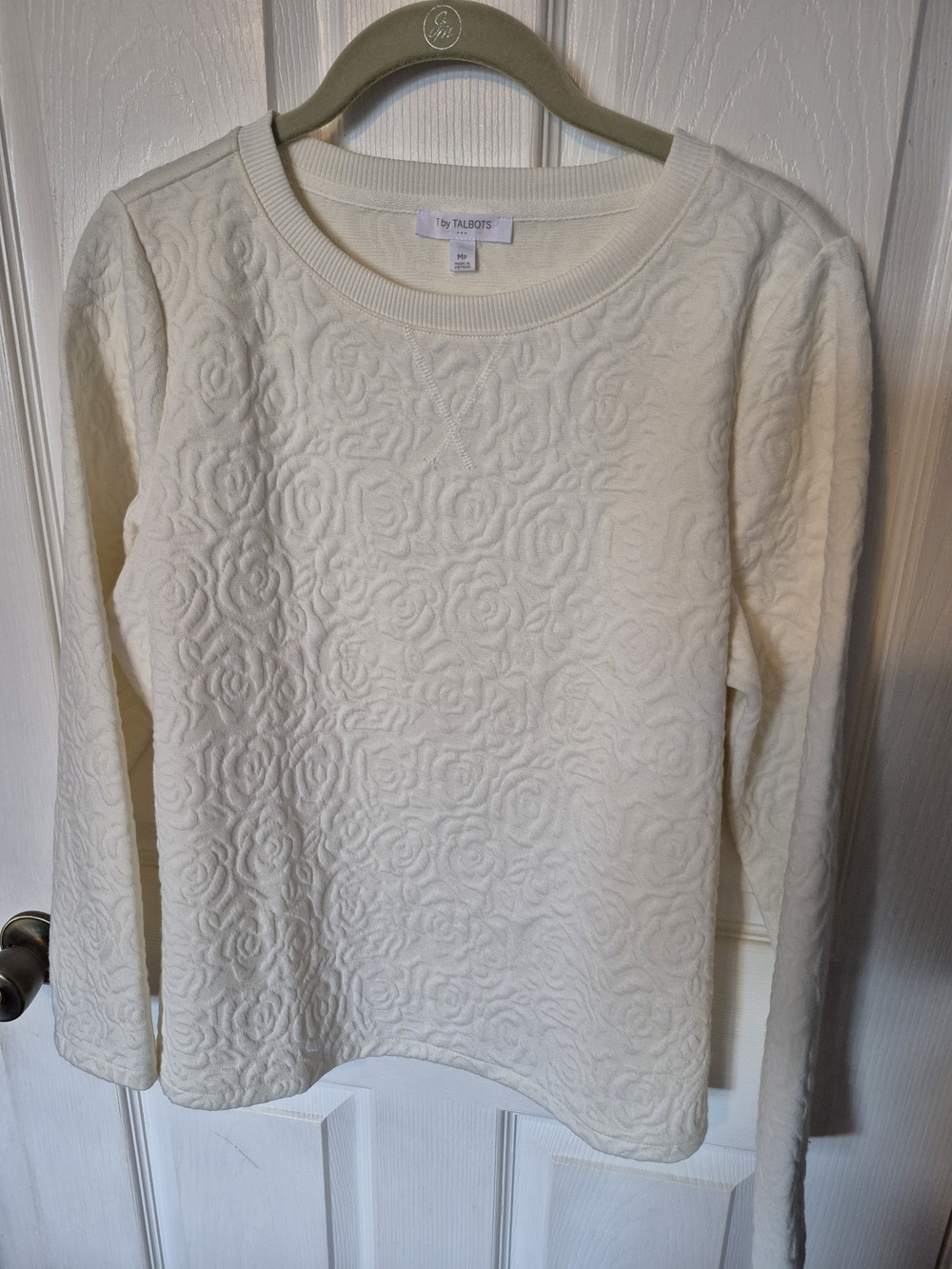 Talbots Off-White Textured Crewneck Pullover